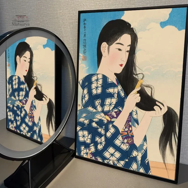 Tableau Japonais Femme se peignant