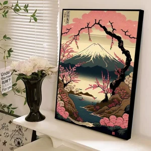 Tableau Japonais Fuji Yama et Sakura en décoration murale