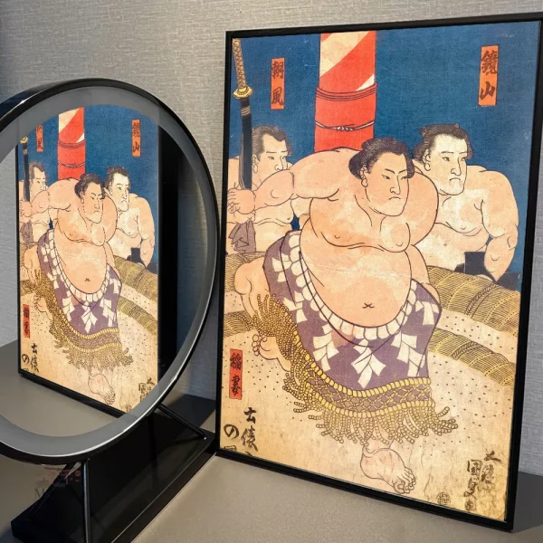 tableau-japonais-lutteur-de-sumo-1 Tableau japonais représentant un lutteur de sumo