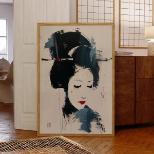 Art mural Japonais représentant une Geisha élégante