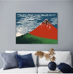 Tableau Japonais Mont Fuji en rouge