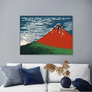 Tableau Japonais Mont Fuji en rouge