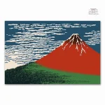Art mural Mont Fuji, style japonais, couleur rouge