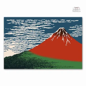 Art mural Mont Fuji, style japonais, couleur rouge