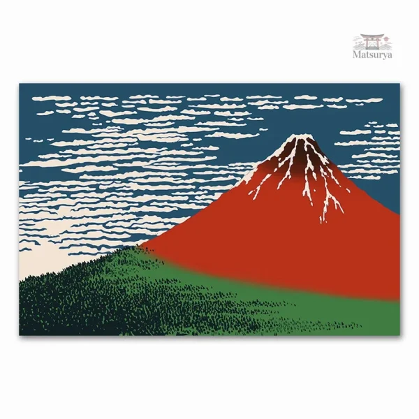 Art mural Mont Fuji, style japonais, couleur rouge