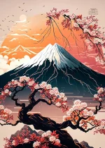 Représentation de la Montagne Fuji en peinture