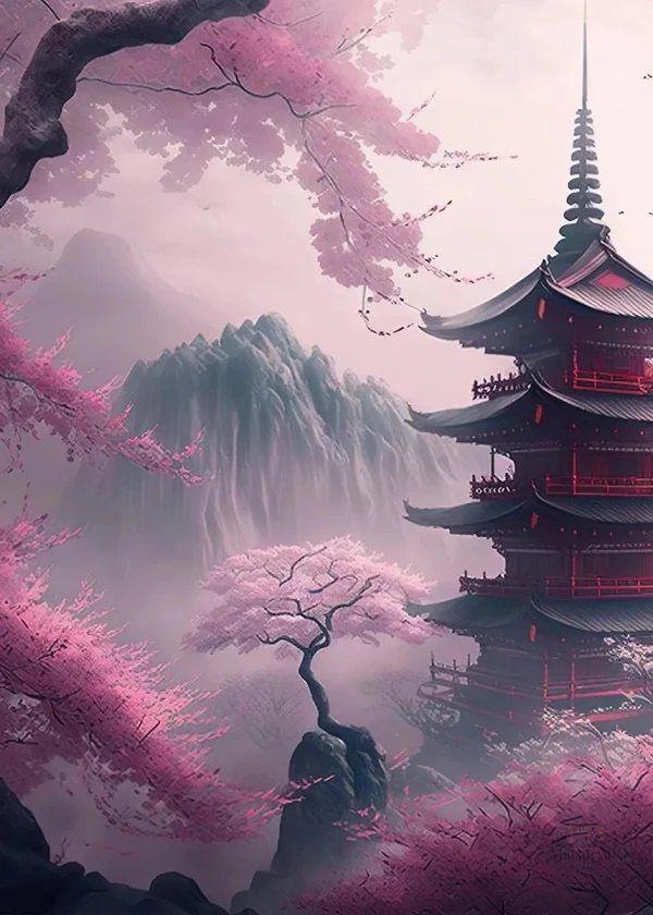 Peinture de paysage japonais avec Montagne Fuji