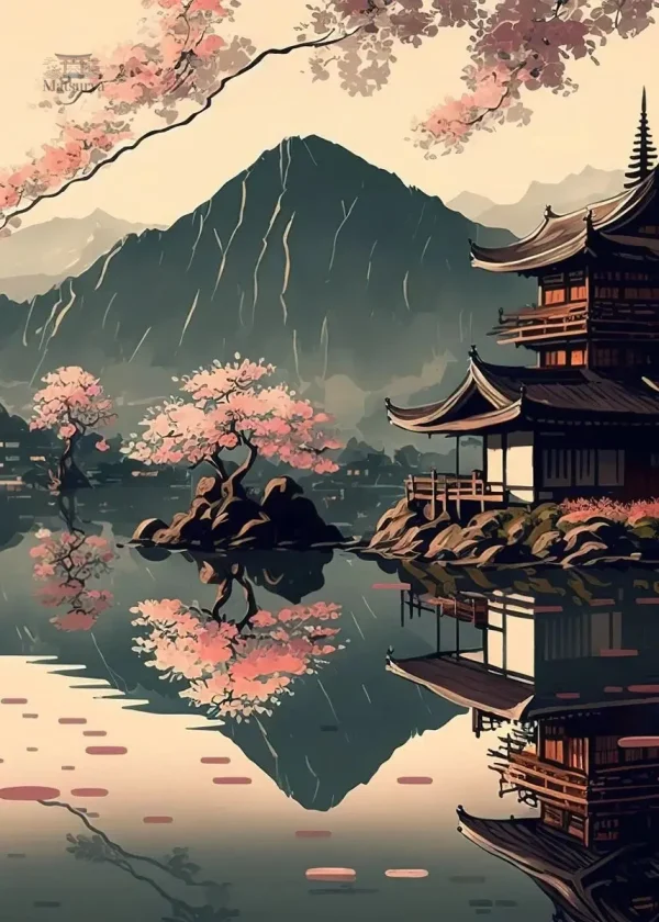 Peinture de la Montagne Fuji en style japonais