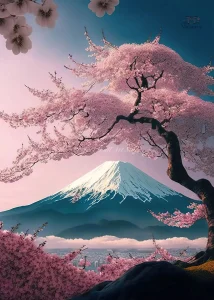 Tableau inspiré par le paysage japonais
