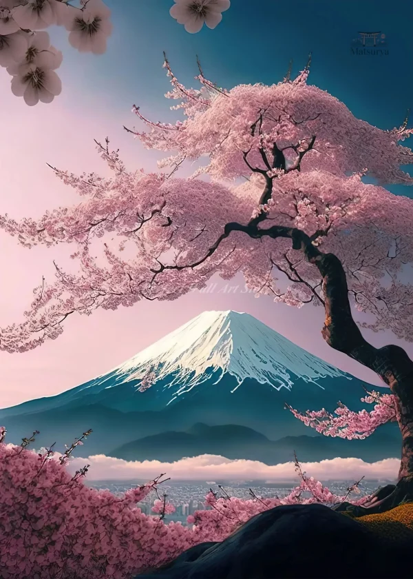 Tableau inspiré par le paysage japonais