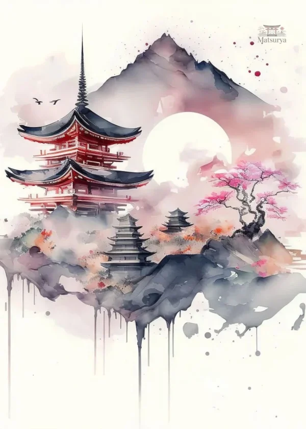 Décoration murale Montagne Fuji en art japonais