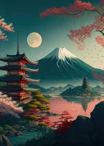 Tableau japonais évoquant la sérénité de Fuji