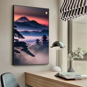 Tableau japonais de montagnes stylisées