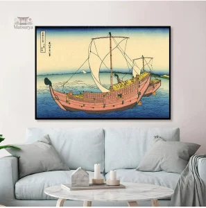 Tableau Japonais Bateau sur Mer, art mural apaisant