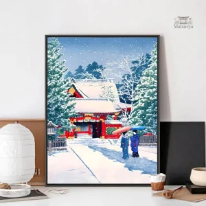 Tableau japonais paysage neigeux