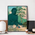Tableau japonais avec statue de Bouddha en décoration