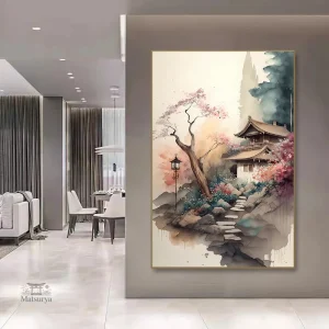 Tableau japonais représentant des cerisiers en fleurs