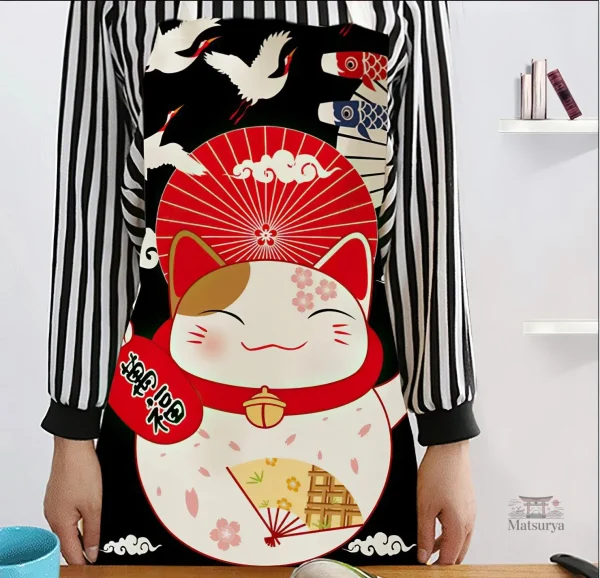 tablier-japonais-chat-porte-bonheur-1 Tablier Japonais Chat Porte-Bonheur