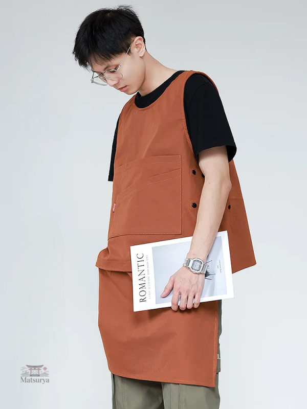 Gilet long japonais pour homme, accessoire de cuisine