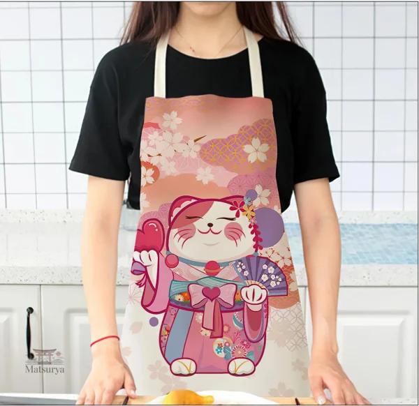 tablier-japonais-maneki-neko-1 Tablier japonais Maneki-Neko au design unique