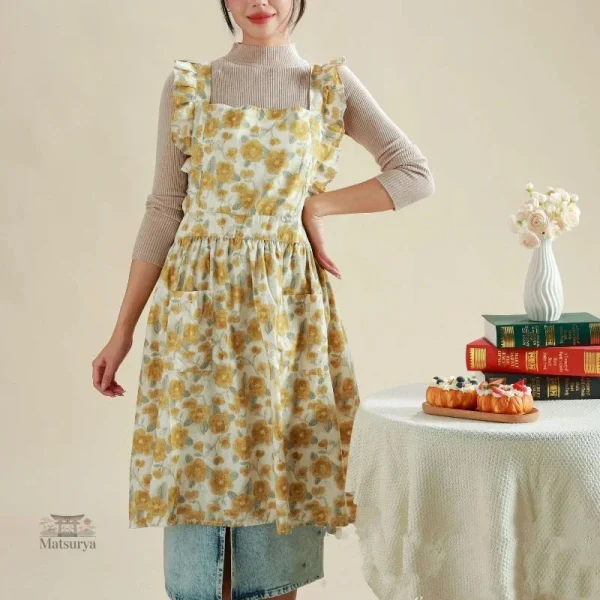 Tablier Japonais avec Motif Floral Coloré