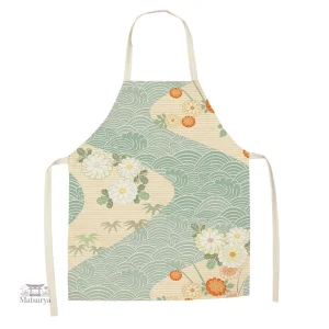 Tablier de cuisine japonais avec motif de vagues stylisées
