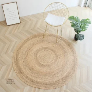 Tapis de jute rond, décoration Japonaise