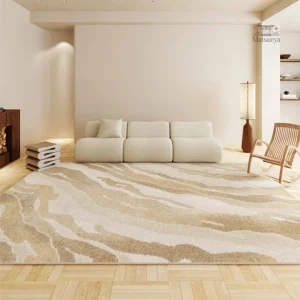 Tapis Japonais beige marbre élégant et moderne