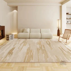 Tapis beige au design marbré inspiré du Japon