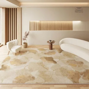 Tapis Japonais en teintes beige et marbre