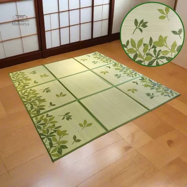 Tapis Japonais Tatami avec motif de feuillages