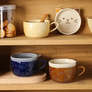Tasse chat en céramique japonaise