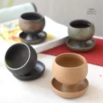 Tasse japonaise artisanale avec soucoupe