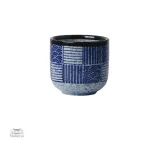 Tasse bleue artisanale, caractère japonais