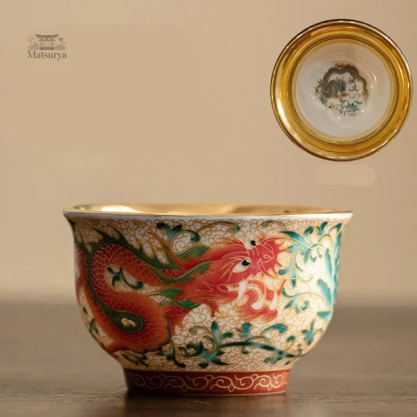 Tasse dragon japonaise en céramique artisanale