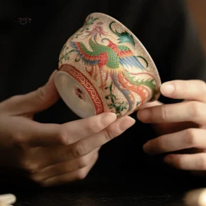 Tasse japonaise Phoenix en céramique élégante