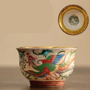 Tasse japonaise avec design Phoenix coloré et artistique
