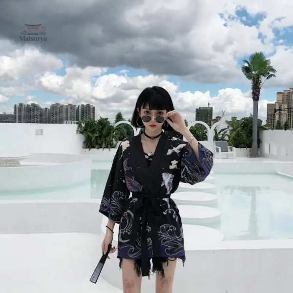 veste-forme-kimono-femme-grues-1 Veste Kimono Femme Grues