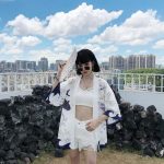 Veste femme en kimono avec design unique de grues