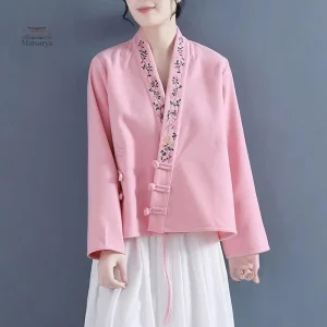 Veste kimono femme avec broderies colorées et modernes