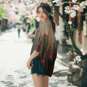 Veste kimono femme avec motifs floraux élégants