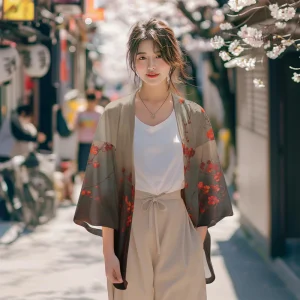 Veste à motifs floraux, design féminin et tendance