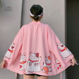 Kimono rose élégant pour femme