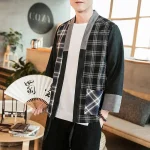 Kimono à carreaux pour homme élégant