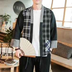 Veste à motifs carreaux pour homme