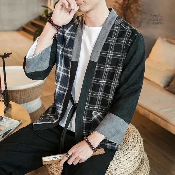 Kimono homme tendance à carreaux
