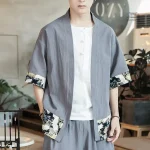 Veste à motifs pour homme, style kimono décontracté