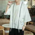 Veste kimono homme, motifs bambou, style décontracté et moderne