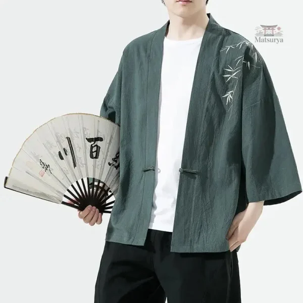 Veste brodée pour homme en kimono