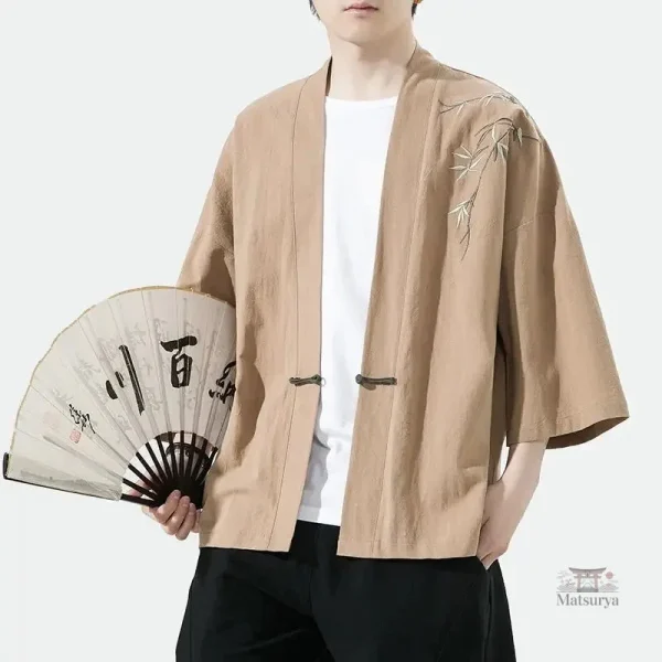 Kimono homme orné de motifs brodés